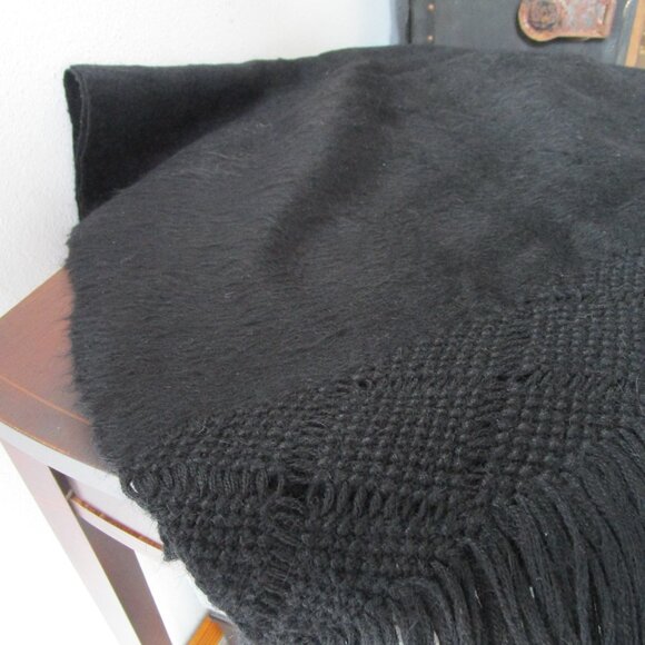 Black wool shawl blanket. 23x64inch warm sturdy scratchy wool. - Picture 6 of 15